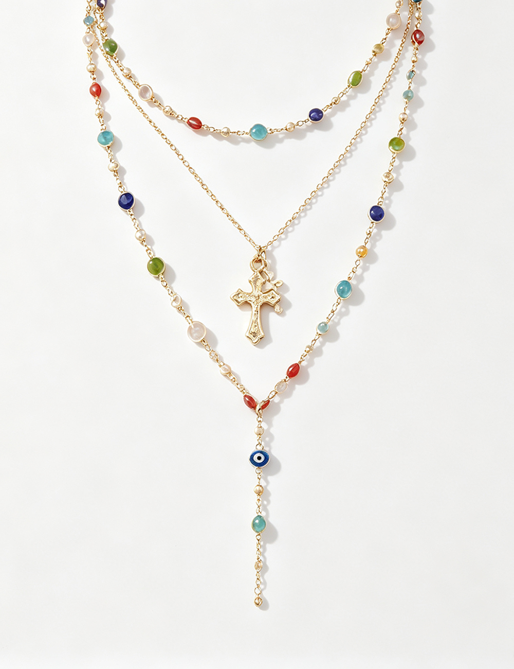 Ladies Multi-layer Cross Rhinestone Necklace