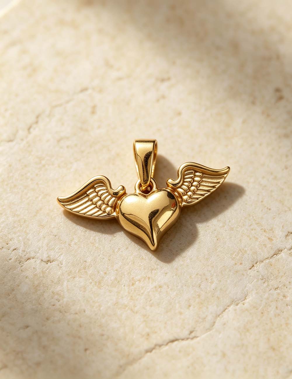 Ladies Minimalist Vintage Angel Wing Heart Charm Pendant