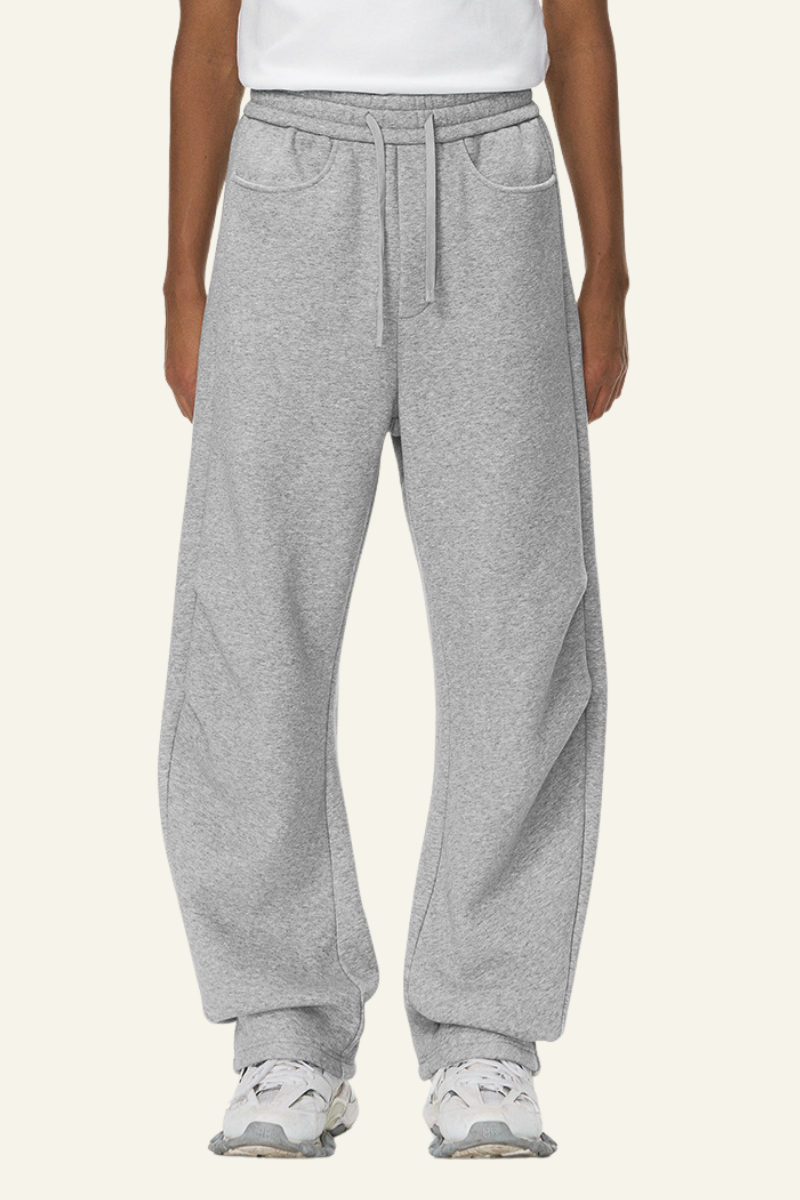 Men's Streetwear Double-pleated Curved  Pants