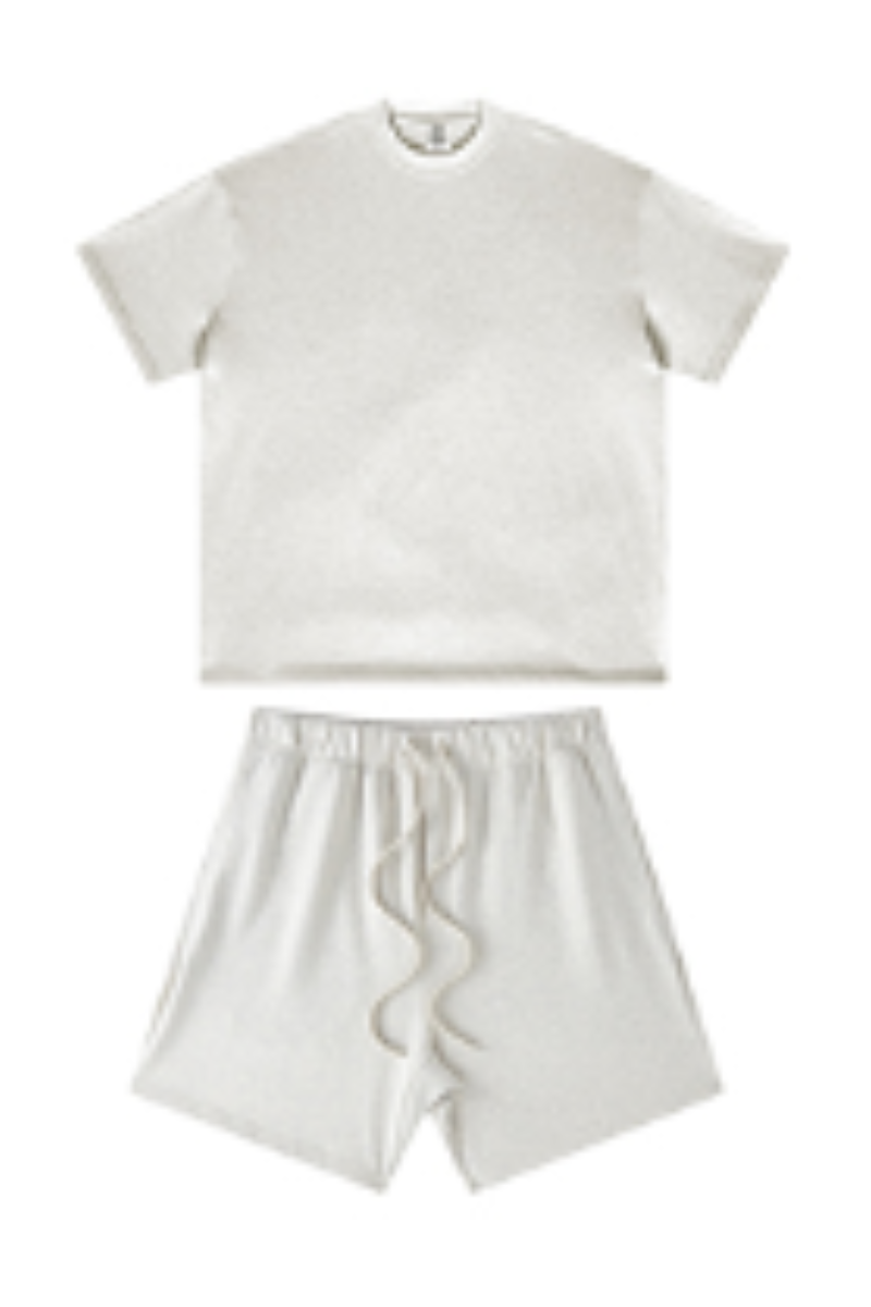 Unisex Summer Heavy Solid Outdoor Street Tee & Shorts Set