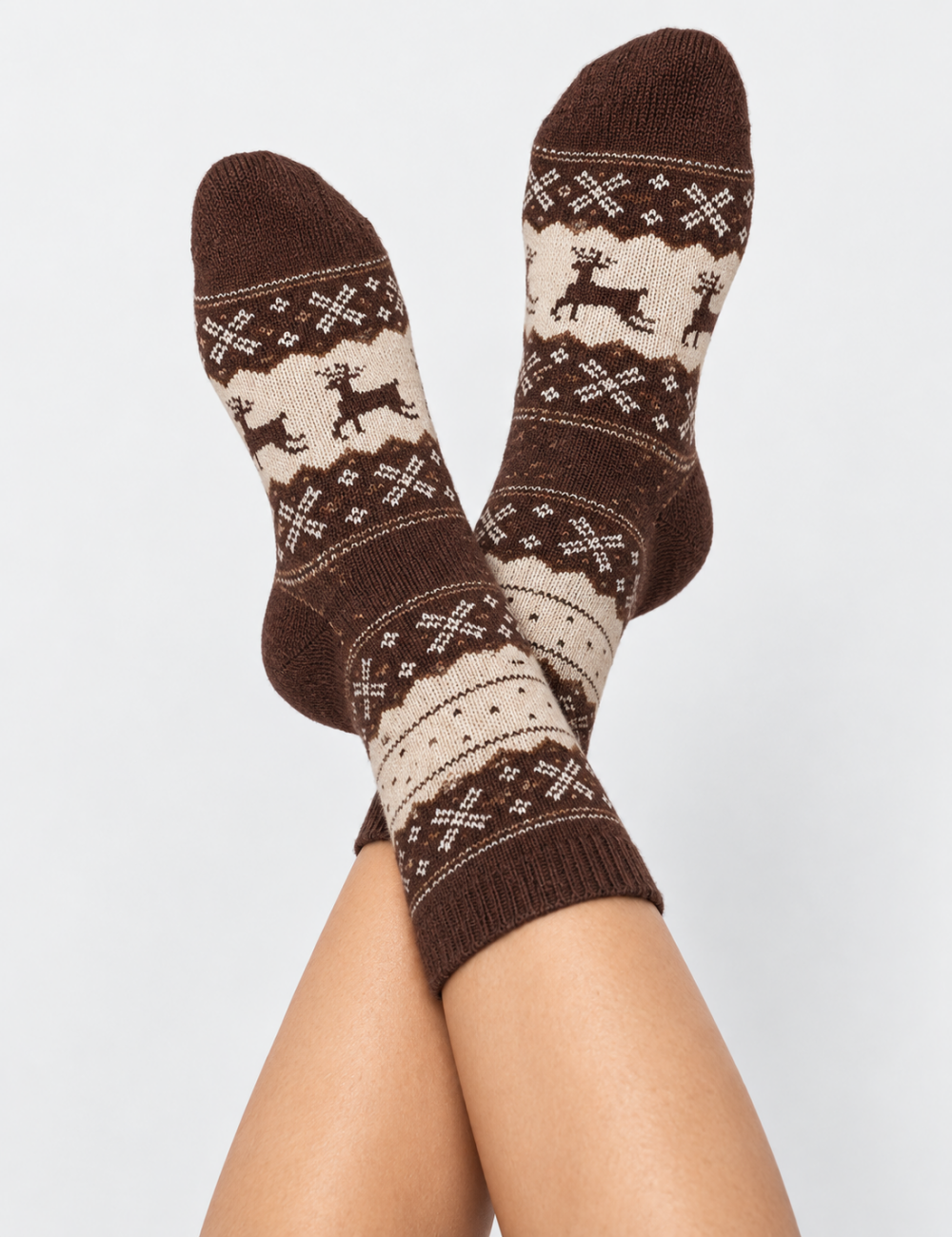 Ladies Christmas Reindeer Thickened Mid Calf Socks 5PCS Set