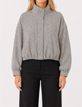 Ladies Casual Plaid Stand Collar Crop Jacket