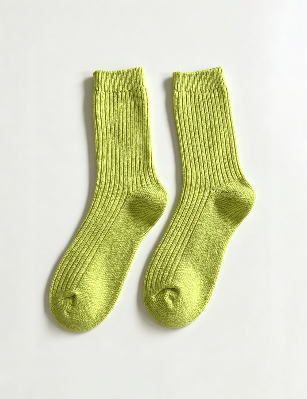 Ladies Solid Ribbed Knit Wool Blend Crew Socks