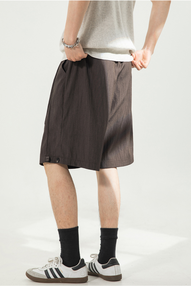 Men's Summer Crinkled Relaxed Straight 5" Button Hem Shorts