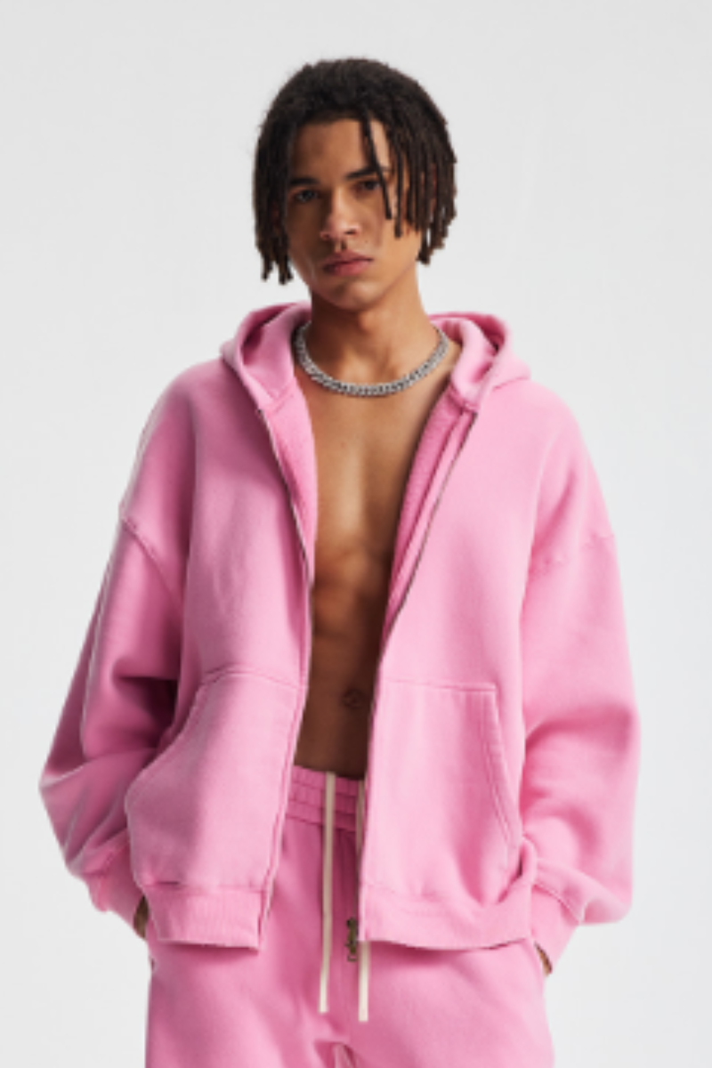 Unisex  370g spray washed zipper coat- couple's style