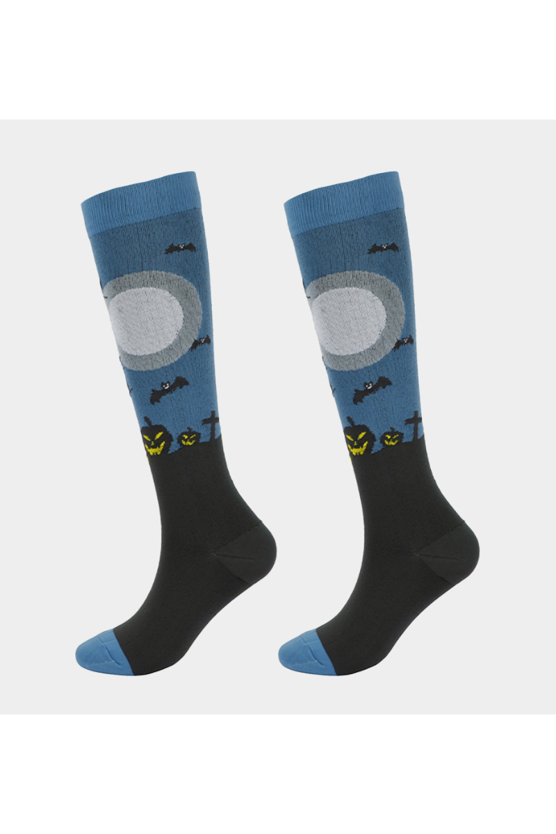 Unisex Fall Halloween Jacquard Knee High Compression Socks