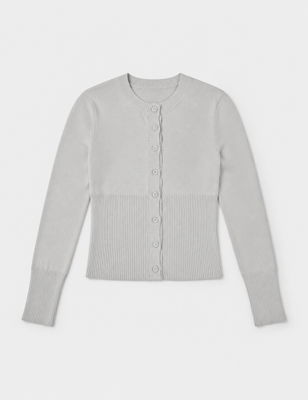 Ladies Button Front Ribbed Knit Cardigan