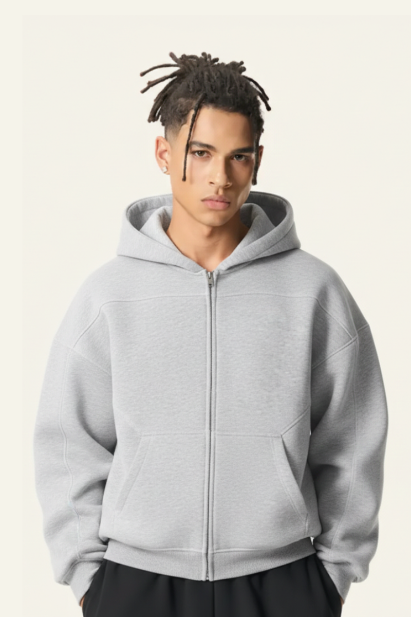 Men's Streetwear Contrast Stitch Hooded Jacket