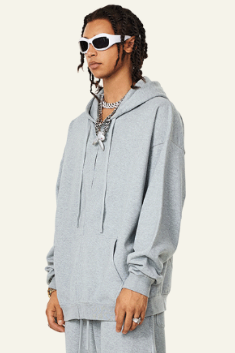 Fall Clothing Pure color terry cloth hooded sweatshirt