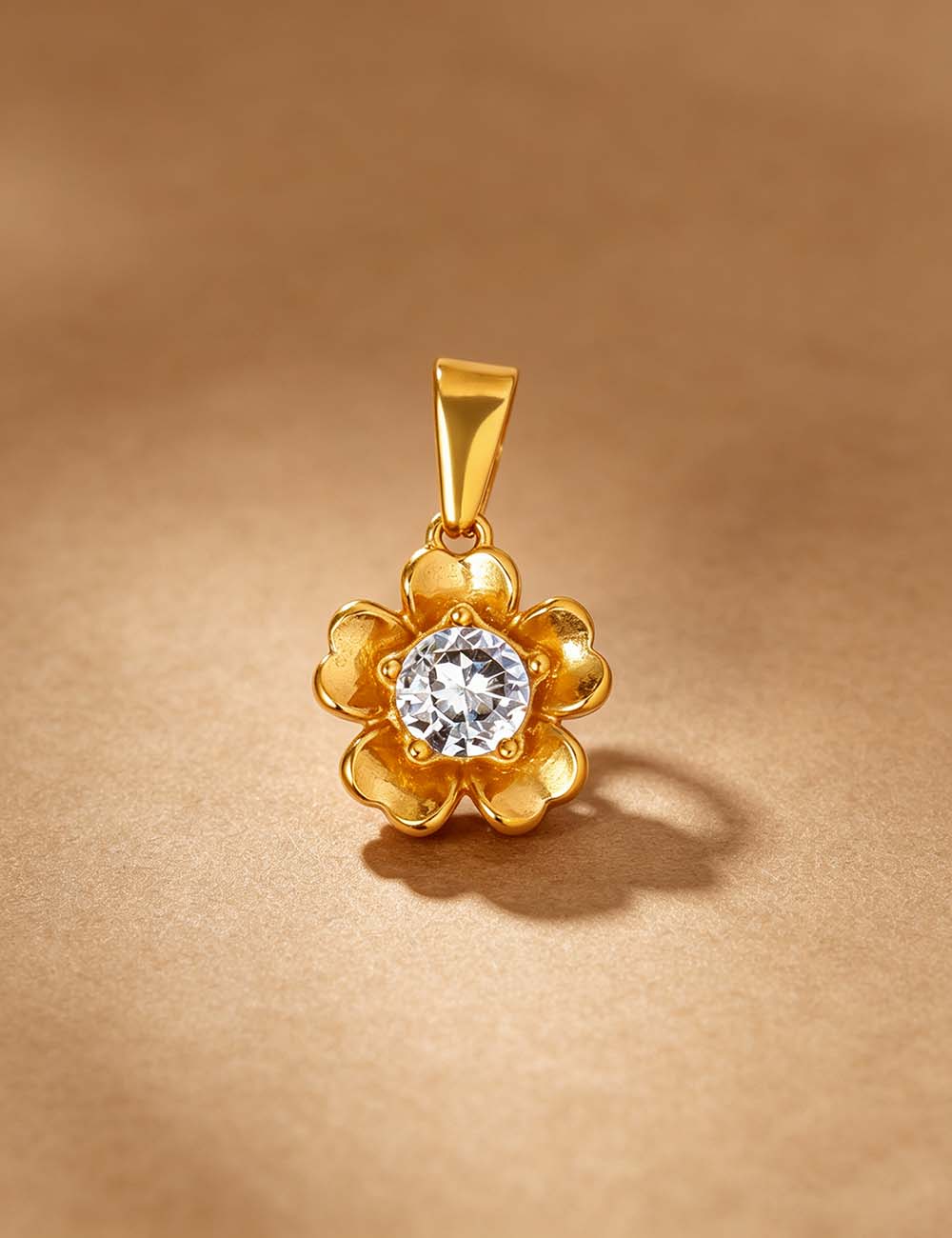 Ladies Minimalist Vintage CZ Sun Flower Charm Pendant