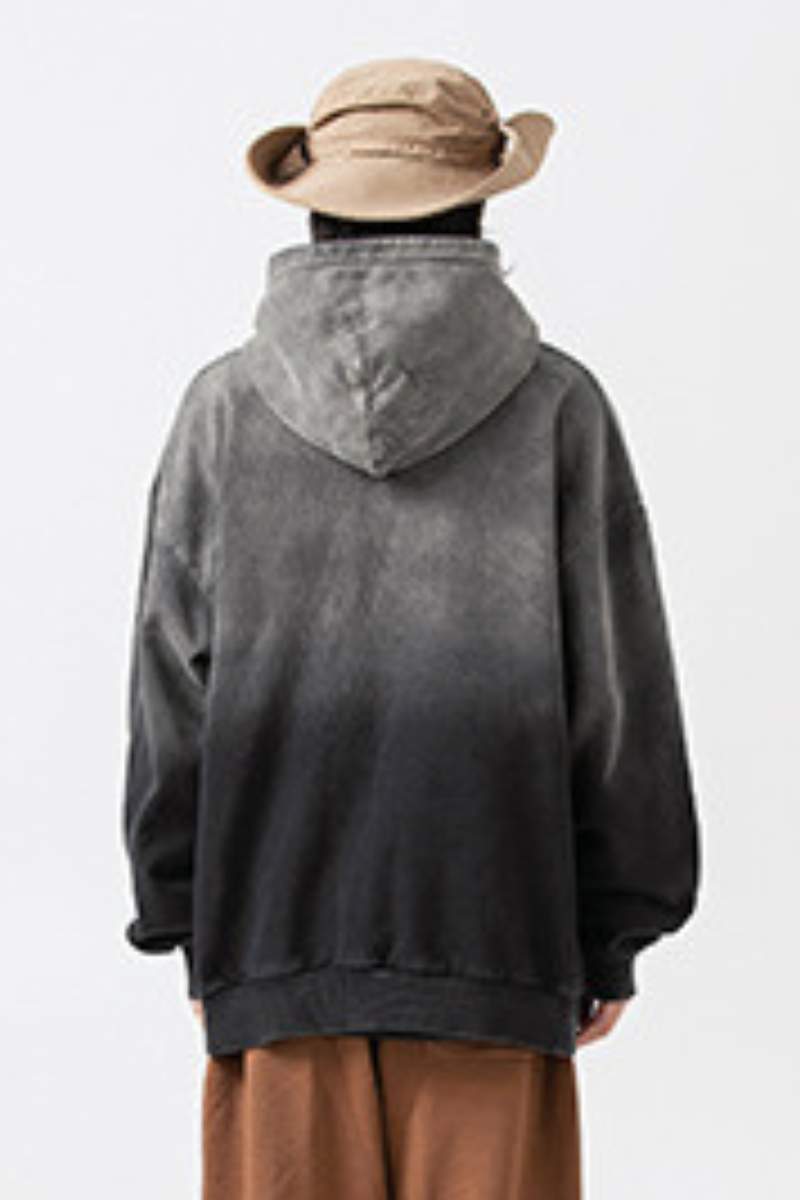 Unisex Fall Clothing Retro Washed Gradient Cotton Hoodie