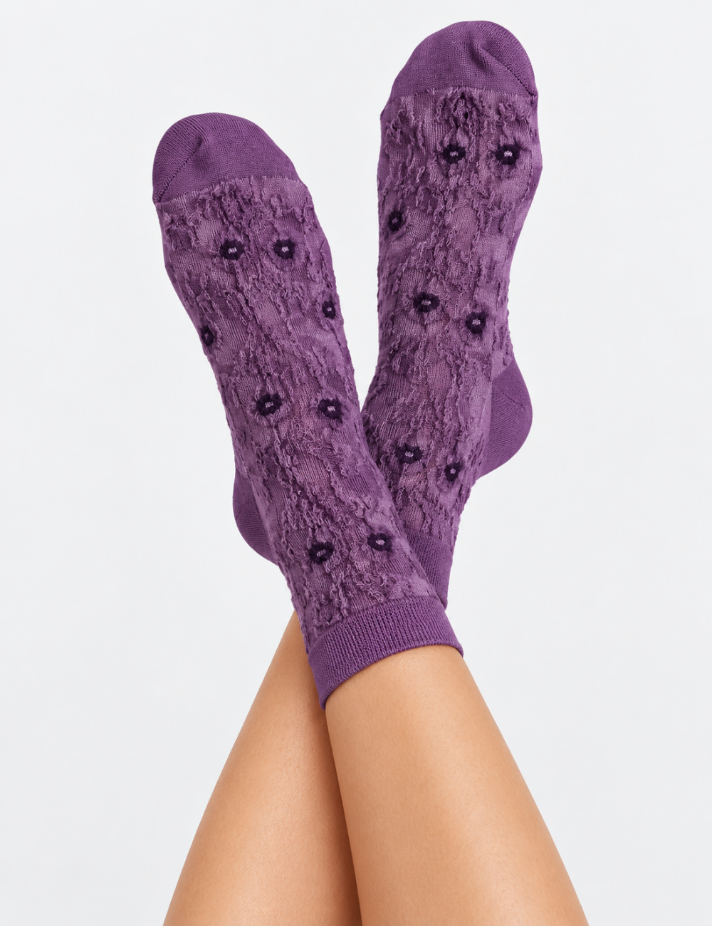 Ladies Relief Floral Mid Calf Socks