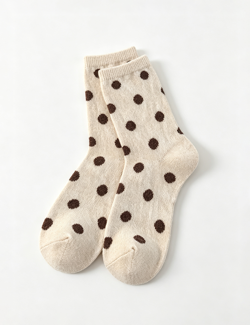 Ladies Cute Vintage Polka Dot Ribbed Slouch Crew Socks