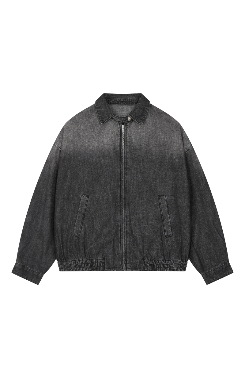 Men's Fall Clothing Gradient-Wash Denim Bomber Jacket