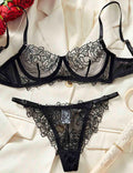 Ladies Floral Embroidery See Through 2PCS Lingerie Set 8XY6138