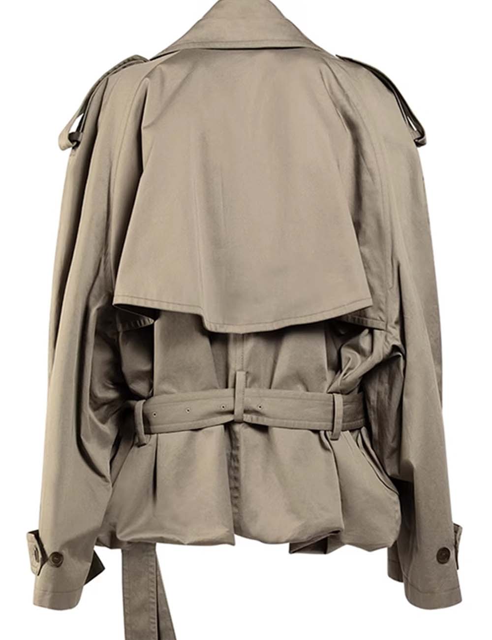 Ladies Double Breasted Belted Cropped Trench Coat
