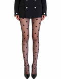 Ladies Polka Dot See Sheer Non-Fleece Lined Pantyhose