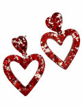 Ladies Valentine's Acrylic Double Heart Hollow Pendant Earrings