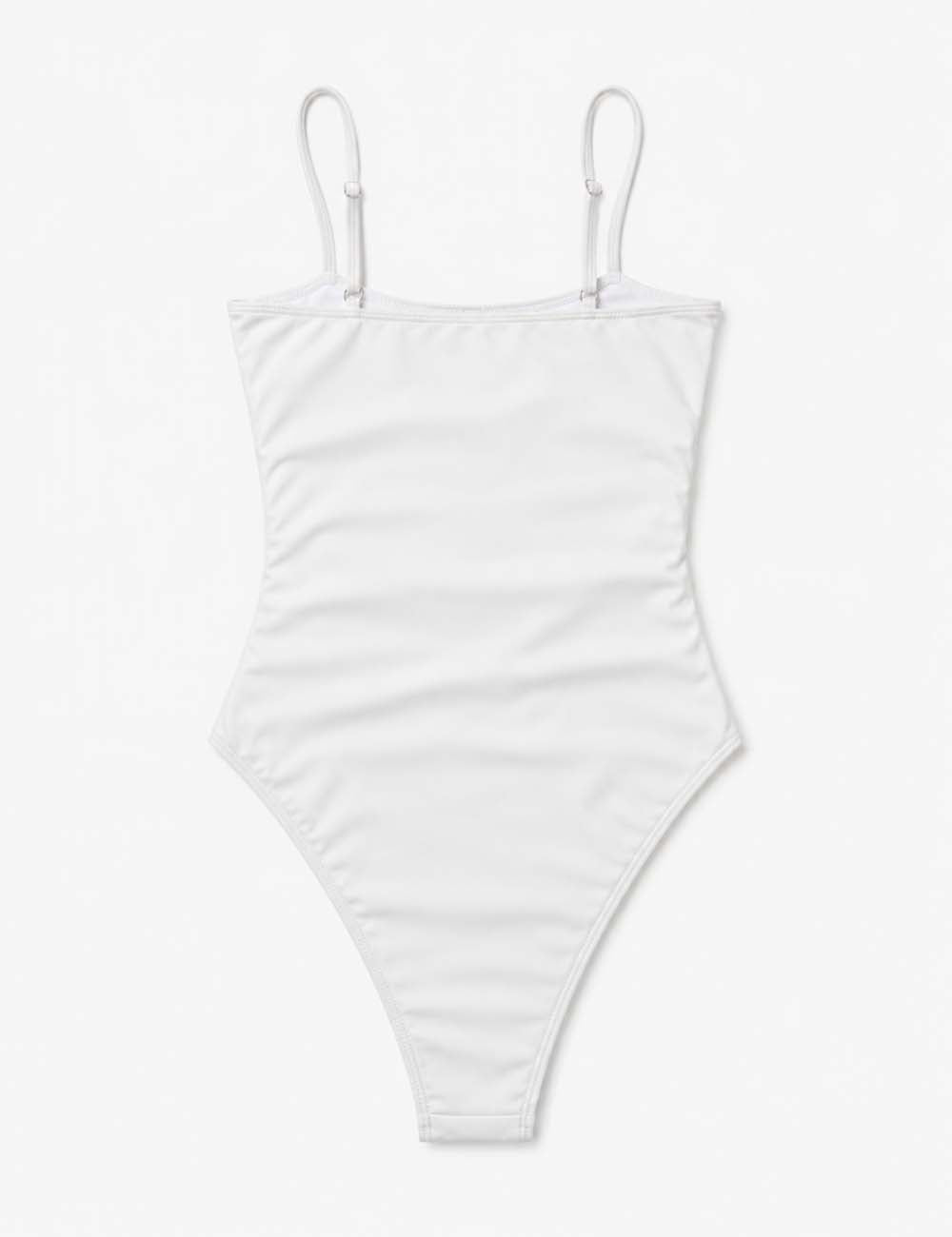 Ladies Cutout Metal Ring Strapless Bandeau One Piece Swimsuit