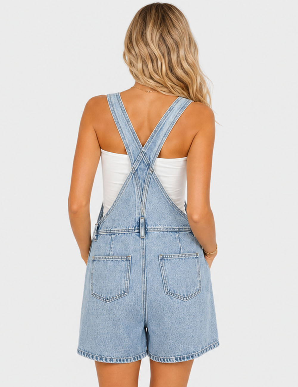 Ladies Adjustable Strap Wide Leg Denim Romper