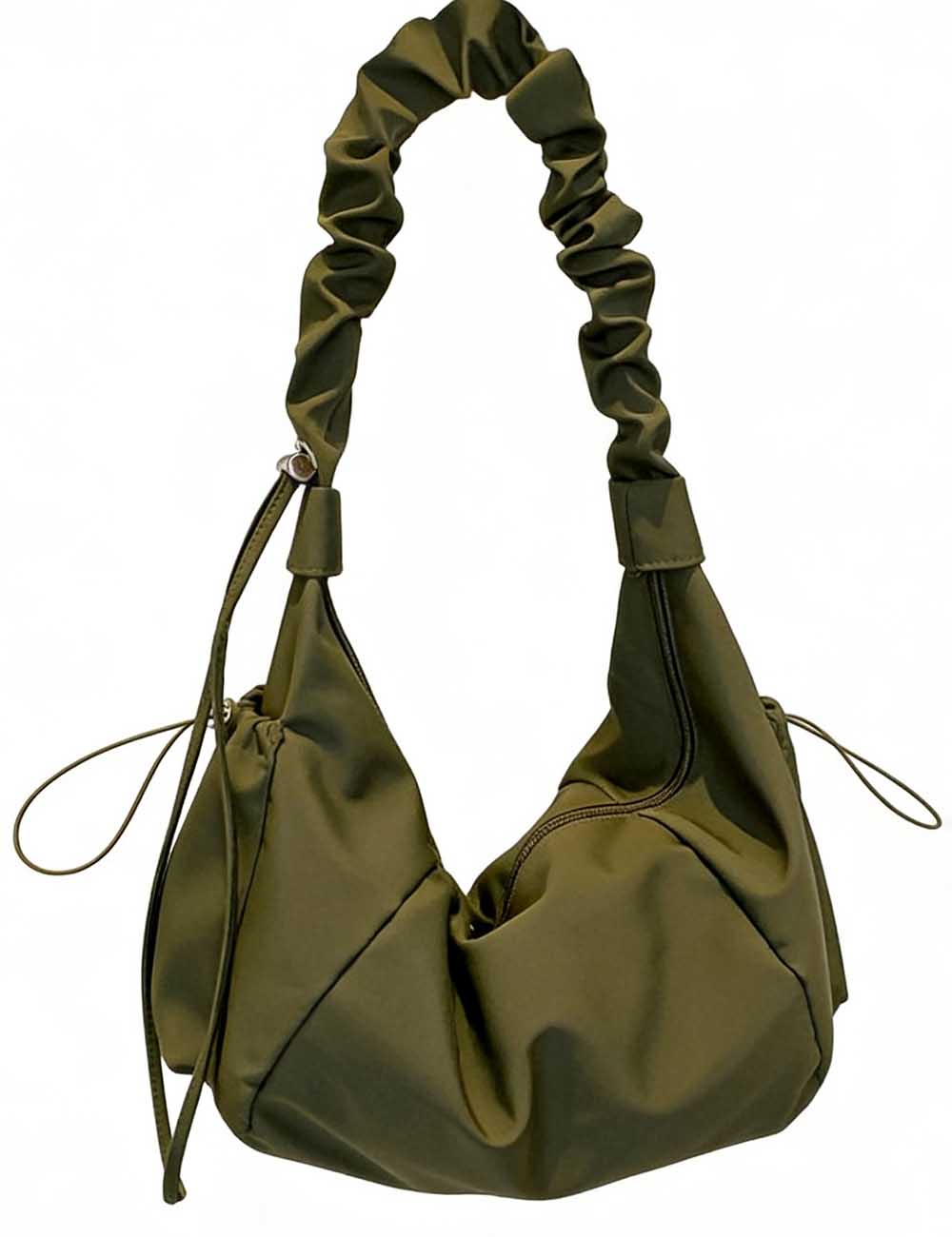 Ladies Nylon Hobo Ruched Strap Shoulder Bag