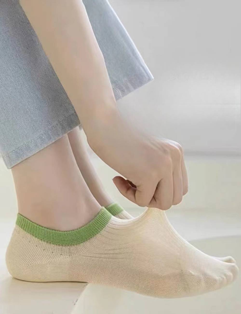 Ladies Color Block Everyday Knit Boat Socks SKAS50004