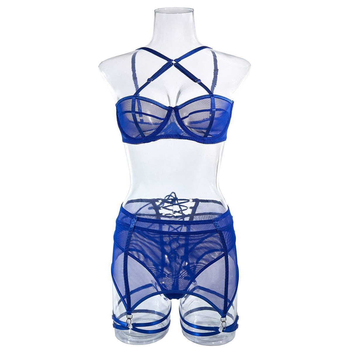 3PCS Bandage Sexy Lingerie Set with Garter Belt