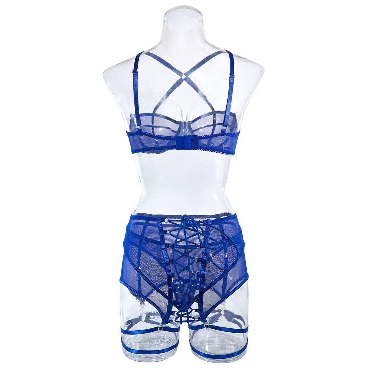 3PCS Bandage Sexy Lingerie Set with Garter Belt