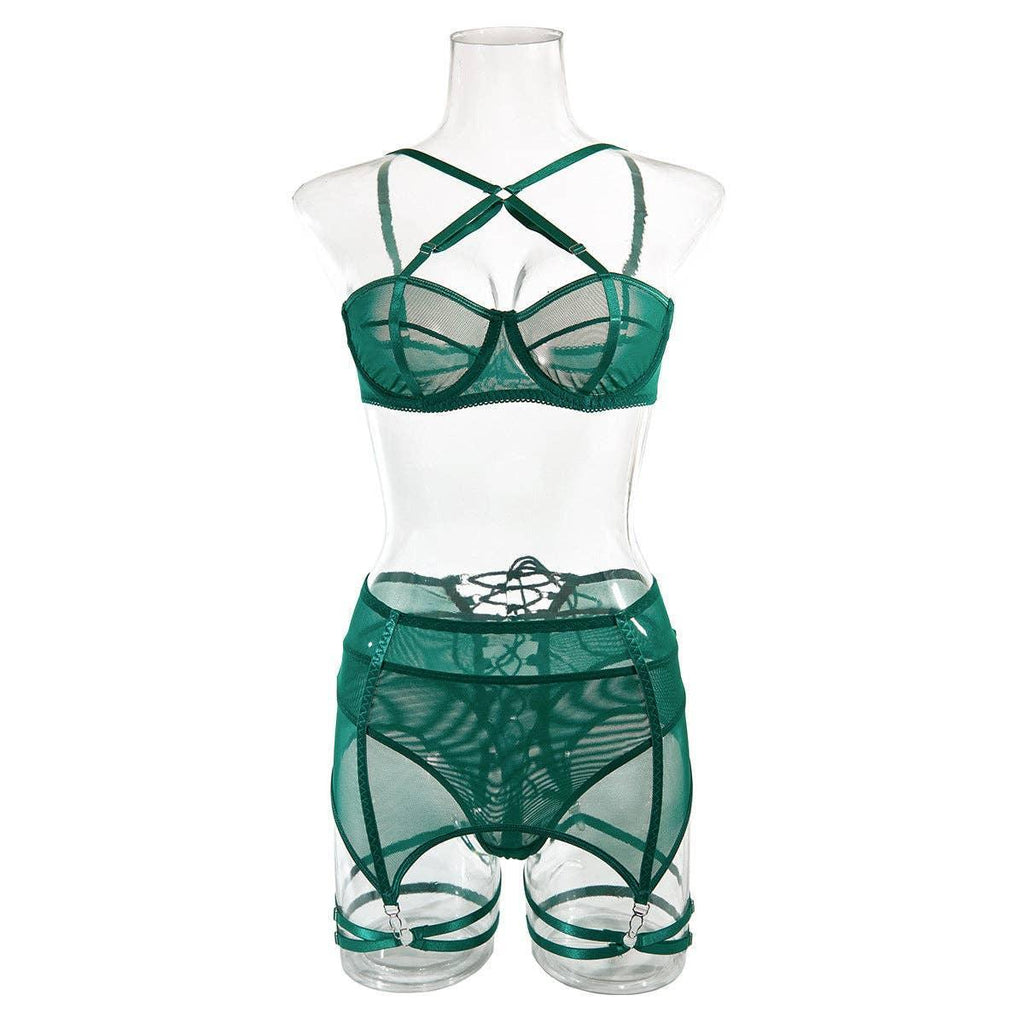 3PCS Bandage Sexy Lingerie Set with Garter Belt
