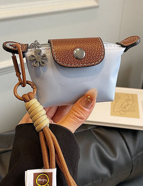 Ladies Color Block Flap Mini Wallet Bag with Key Chain