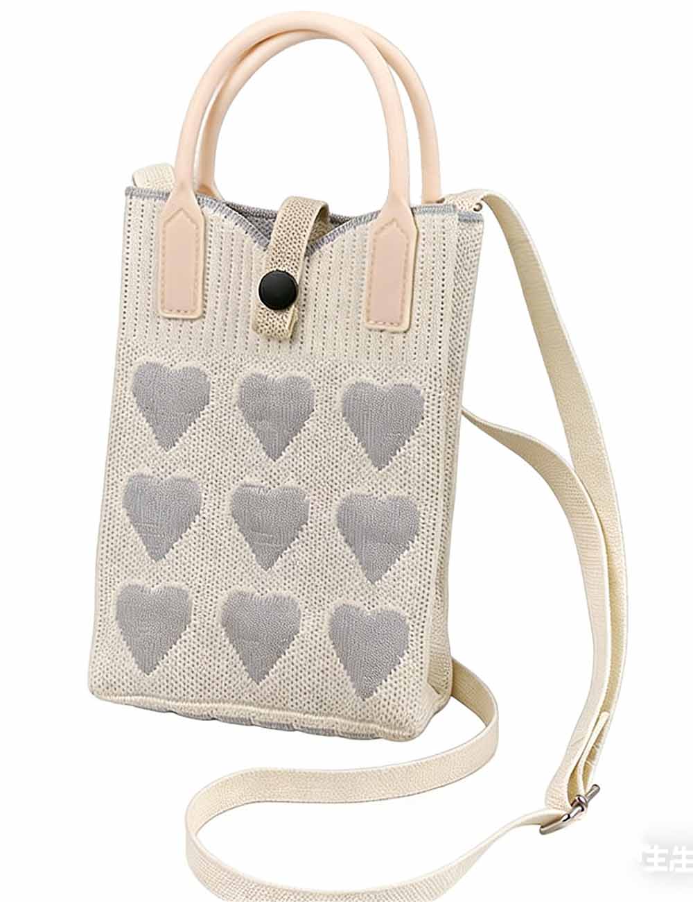 Ladies Valentine Hearts Knitted Mini Crossbody Bag
