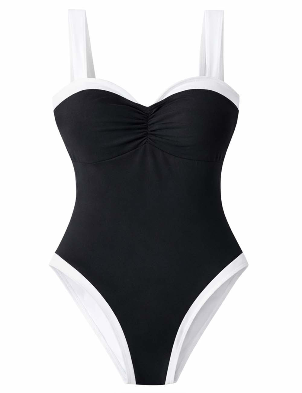 Ladies Color Block Sweetheart Neckline One Piece Swimsuit