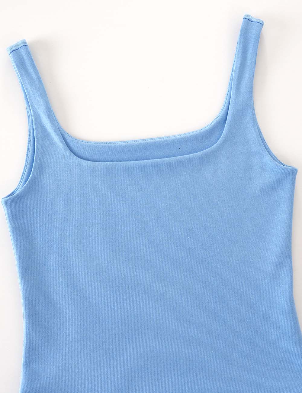 Ladies Casual Solid Color Square Neck Sleeveless Tank Top