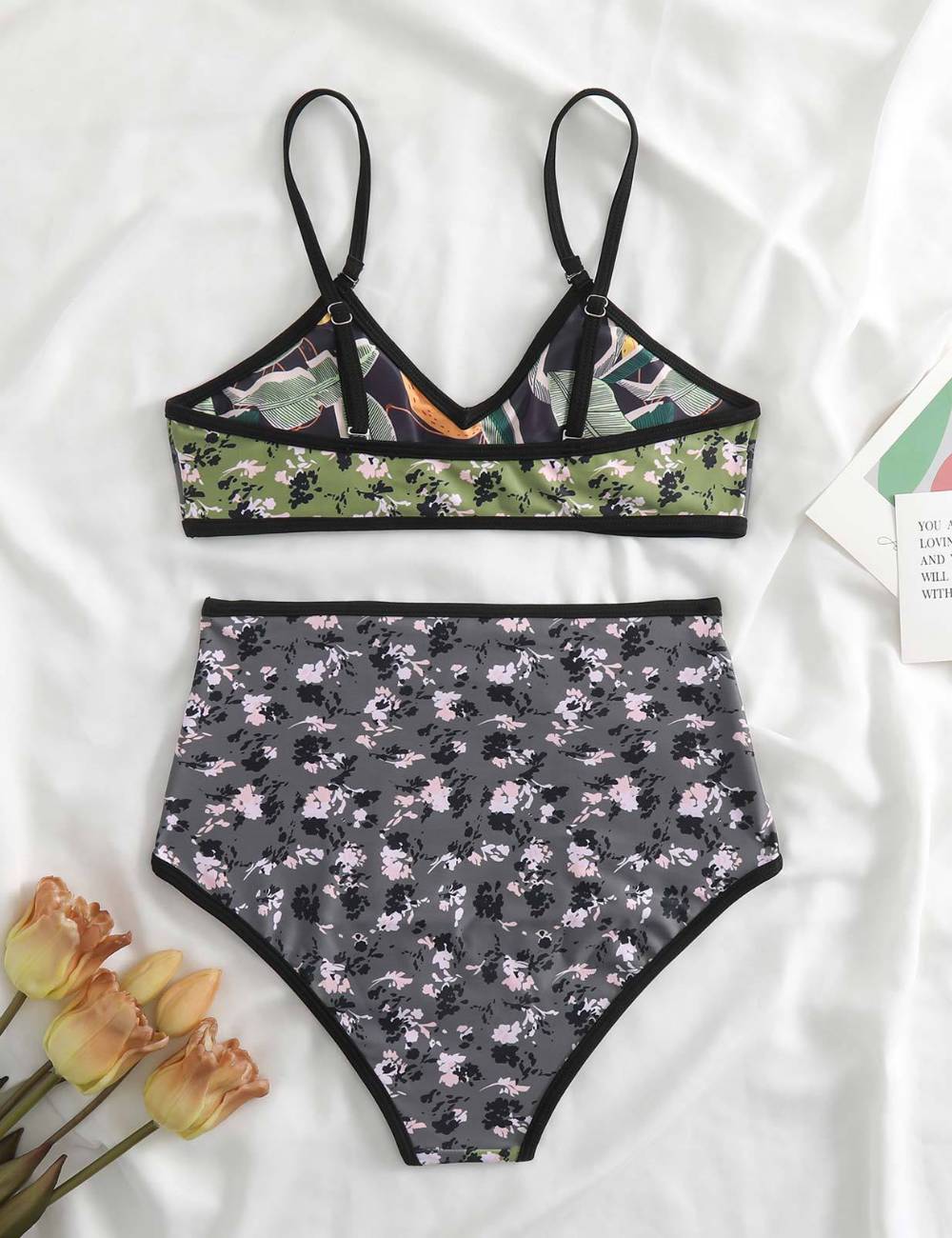 Ladies AB Side Floral Bikini Set with Salong SKSW40135