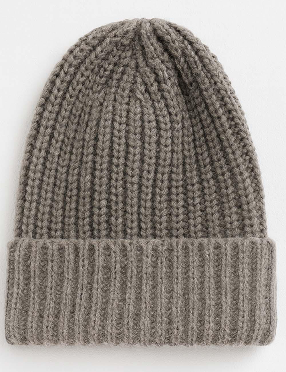 Ladies Solid Color Ribbed Knit Folded Hem Slouchy Hat