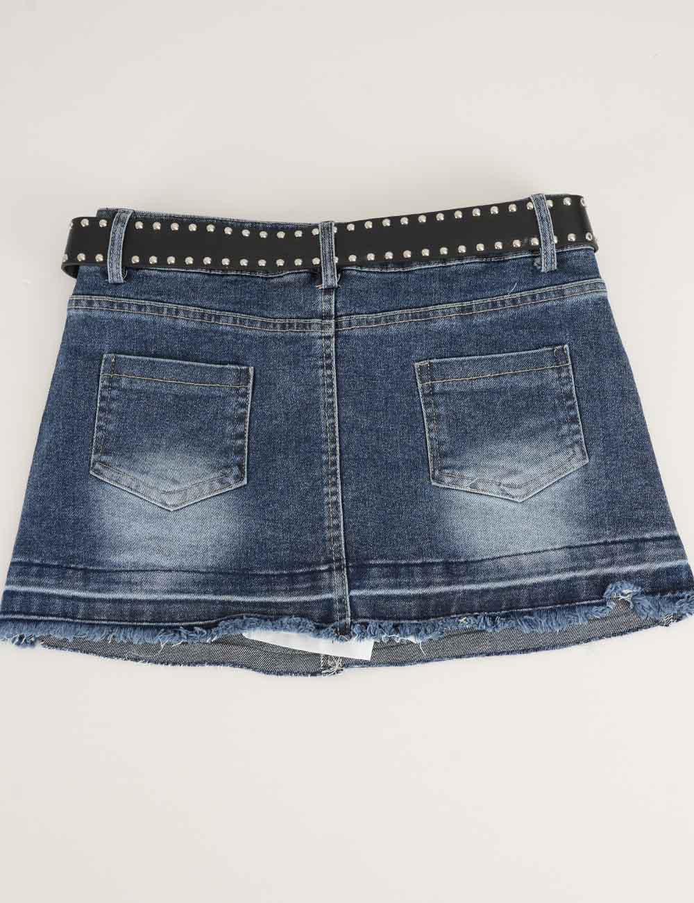 Ladies Rhinestone Raw Edge Hem Denim Skorts
