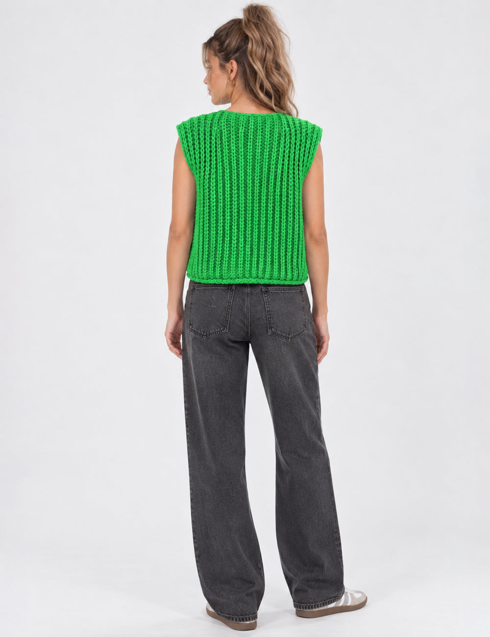 Ladies Chunky Open Knit Sweater Vest