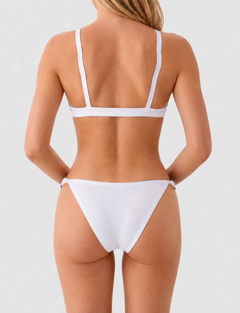 Ladies Solid Color Triangle 2 Piece Bikini Set