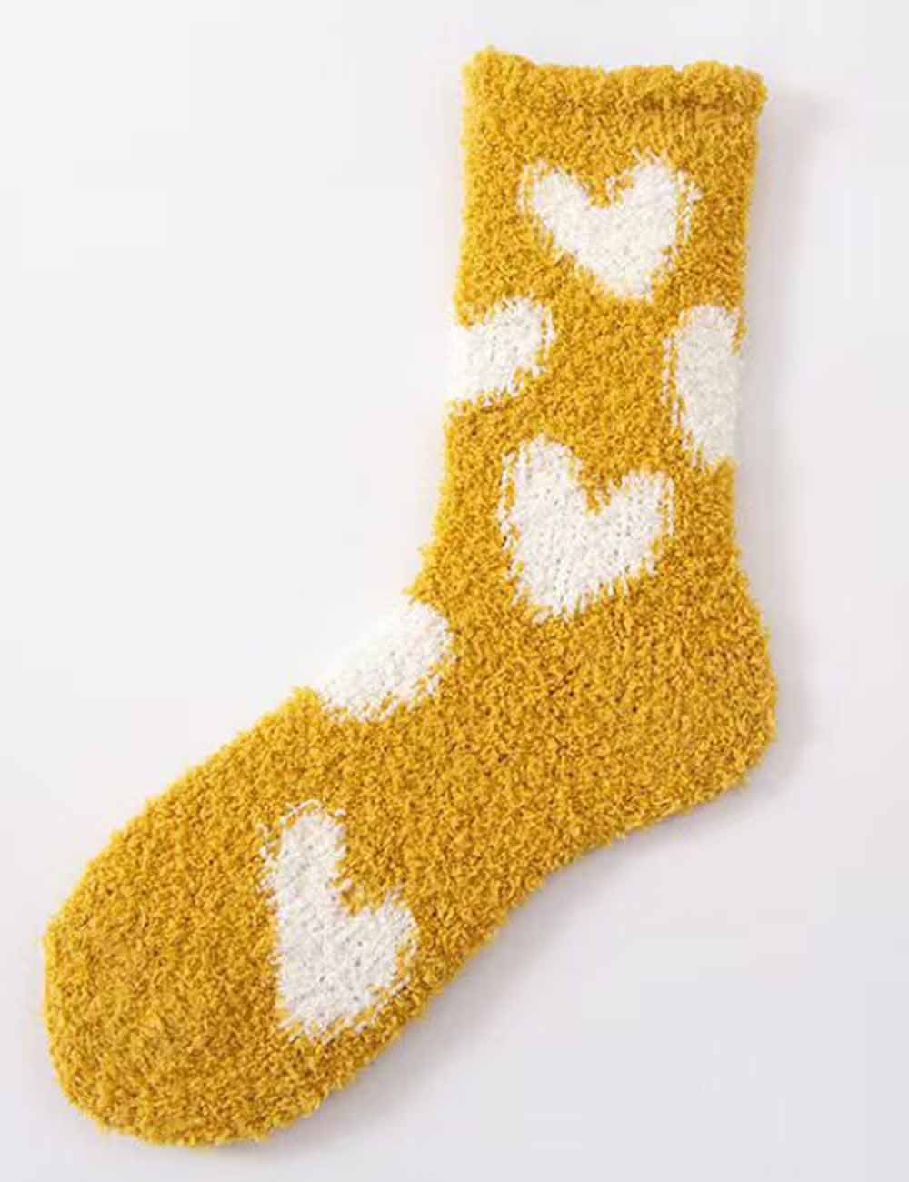 Ladies Valentine Heart Pattern Fuzzy Lounge Slipper Socks