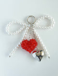 Silver Heart Pendant Beads Bowtie & Heart Key Chain SKAJ50265