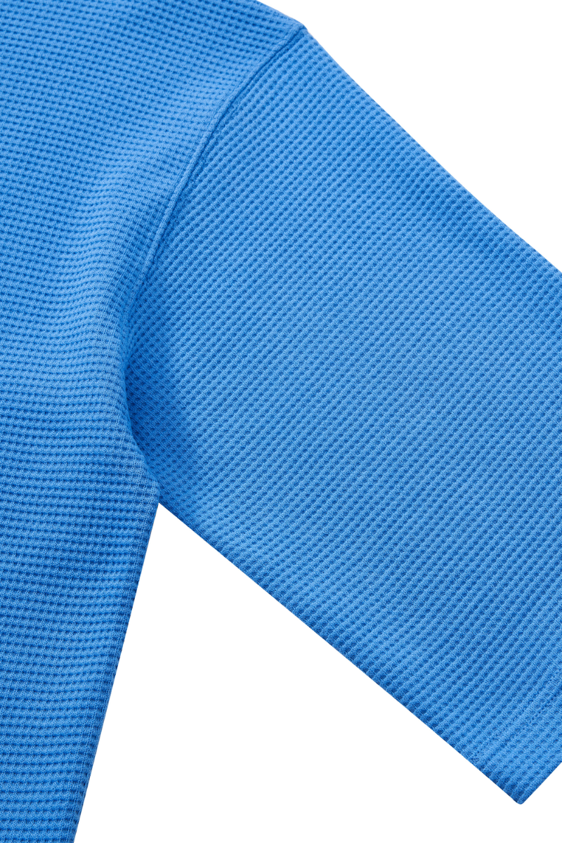 Unisex Spring Waffle Knit Drop Shoulder 3/4 Sleeve Top