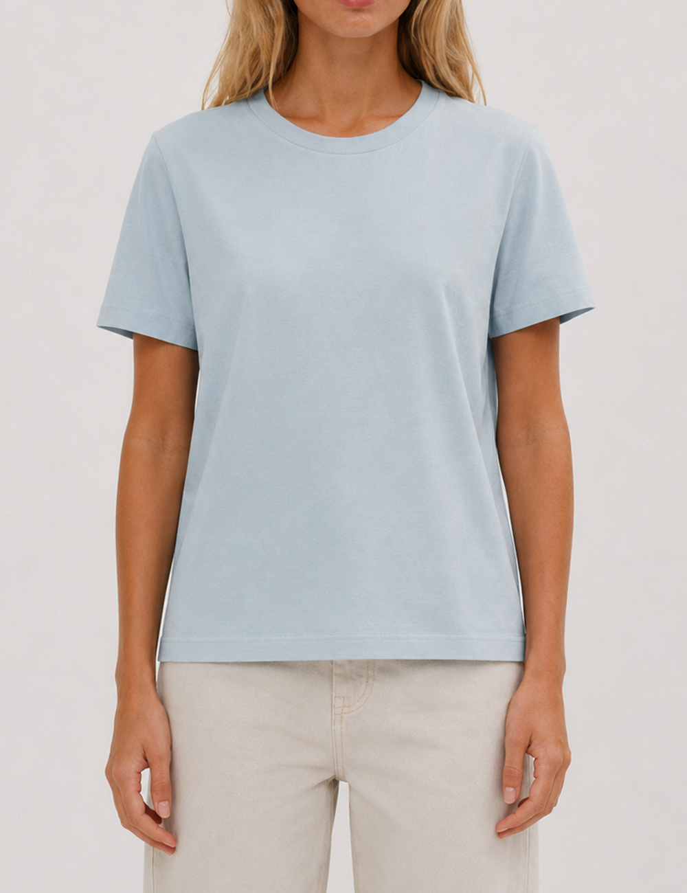 Ladies Casual Solid Round Neck Short Sleeves Basic T-Shirt