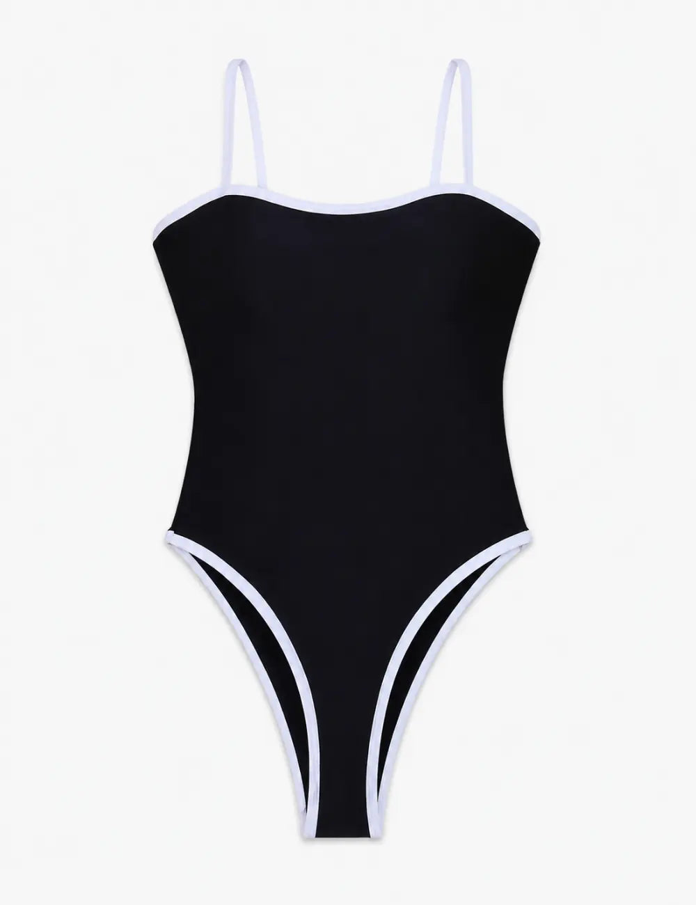 Ladies Contrast Trim Design Bandeau Nack One Piece Swimsuit