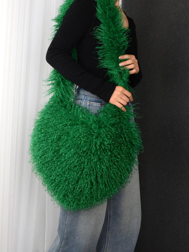 Ladies Y2K Heart-Shaped Plush Bag SKAB4091