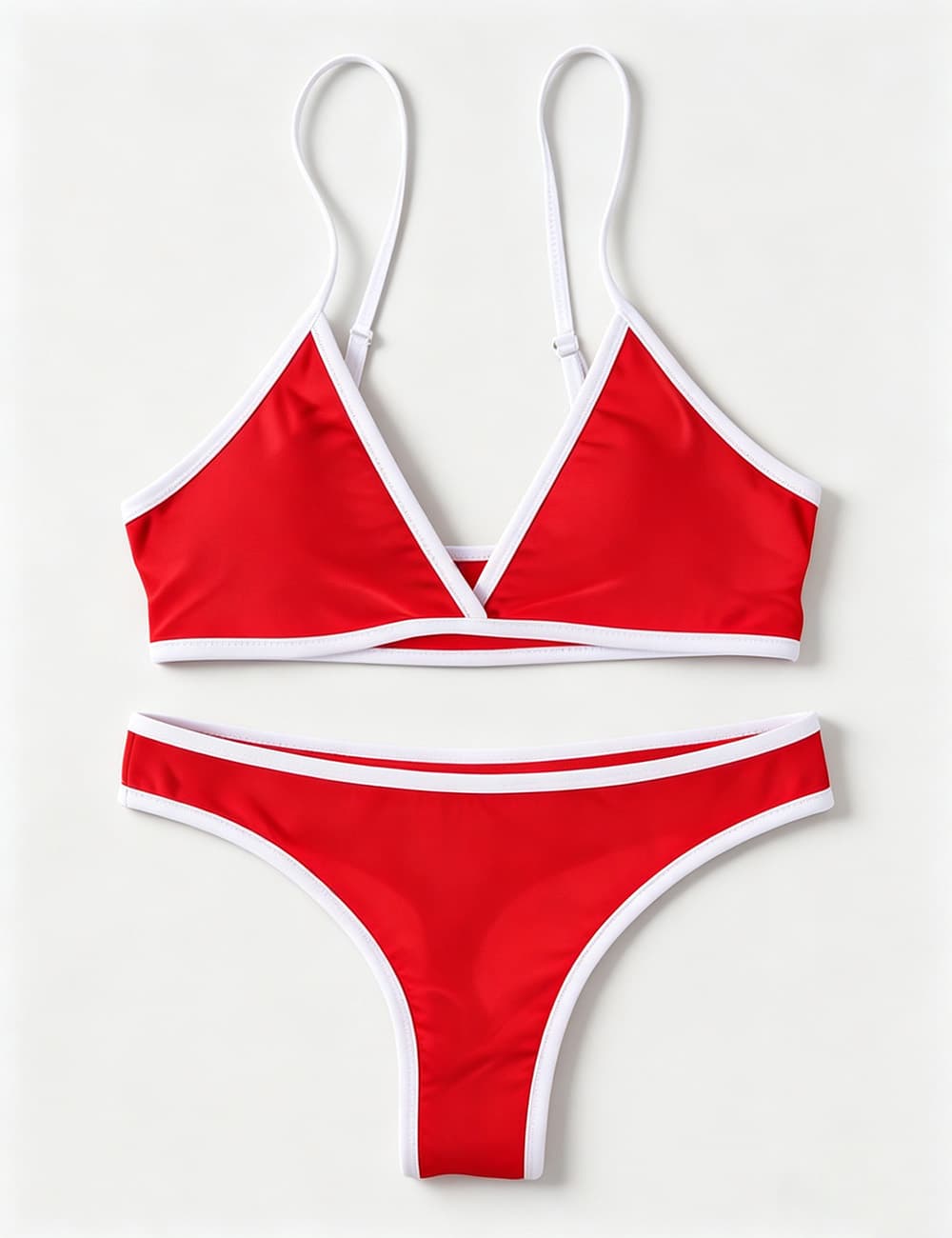 Ladies V-Neck Color Block Triangle Bikini Set