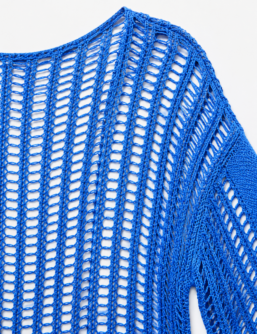 Ladies Long Sleeve Knit Mesh Hollow Out Cropped Cover Up