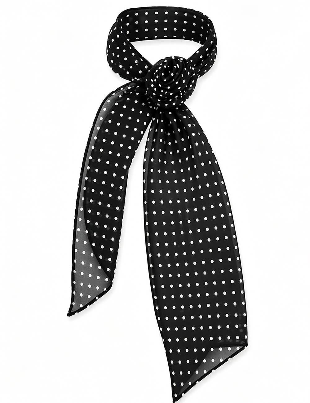 Ladies Chic Polka Dot Detachable Rose Chiffon Scarf