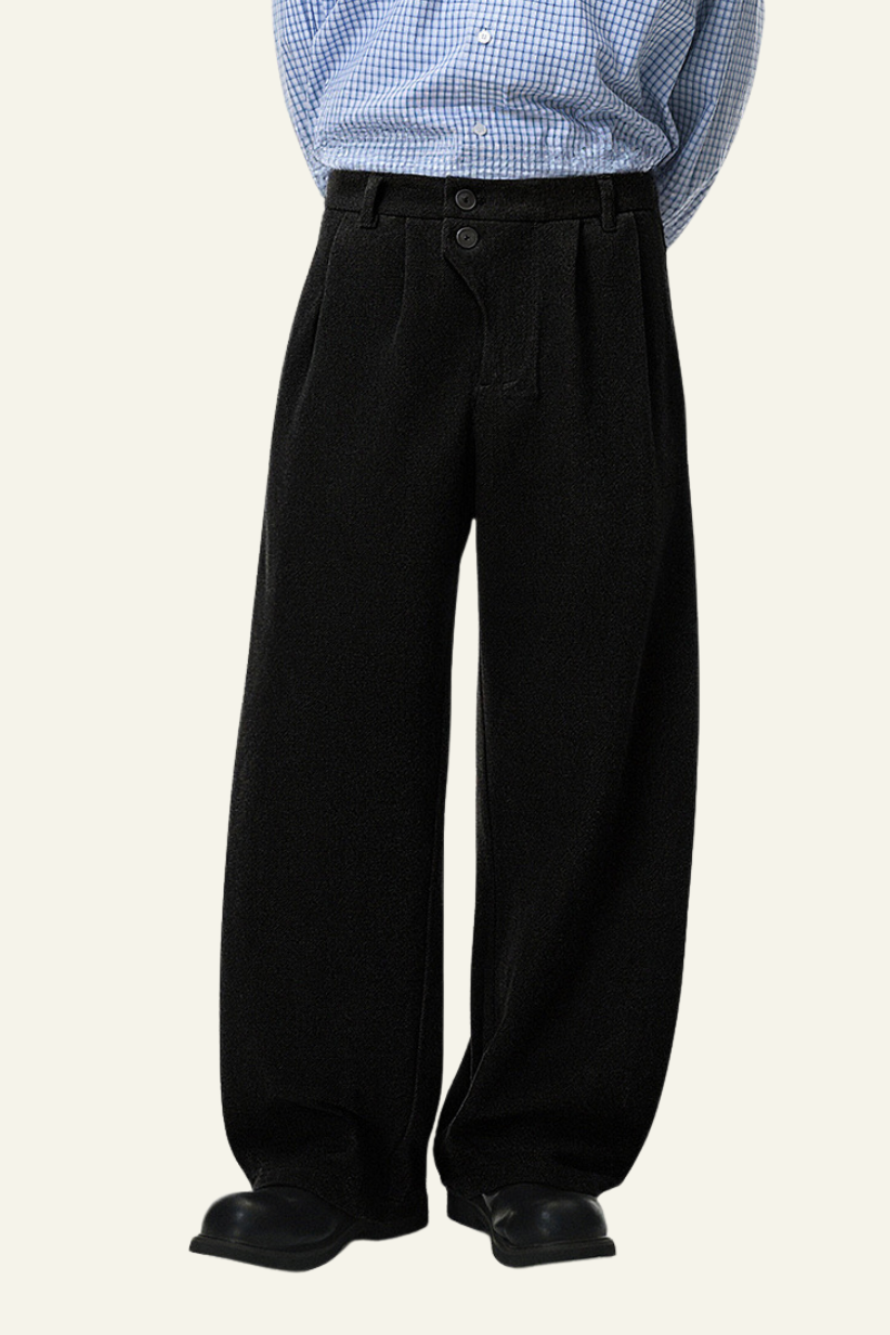 Men's Streetwear Double-button Placket Trousers