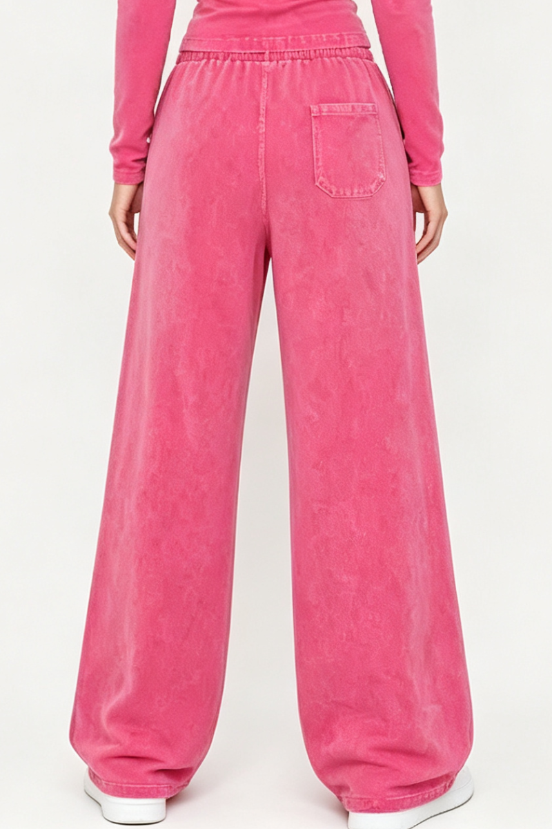 Women Fall Clothing Washed Vintage Straight Leg Sweatpants