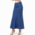 Women's High Waist Vintage Wash Fishtail Long Denim Skirt